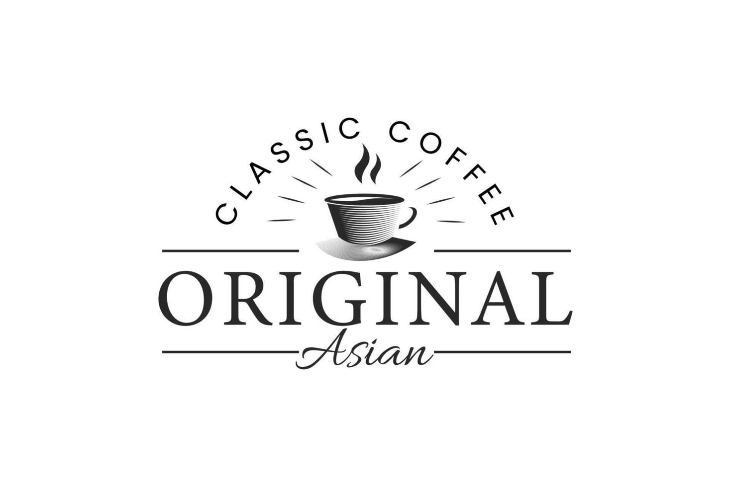 insigne de café asiatique original logo classique vecteur