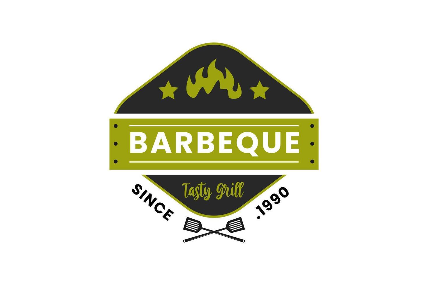 logo classique barbecue savoureux grill vecteur