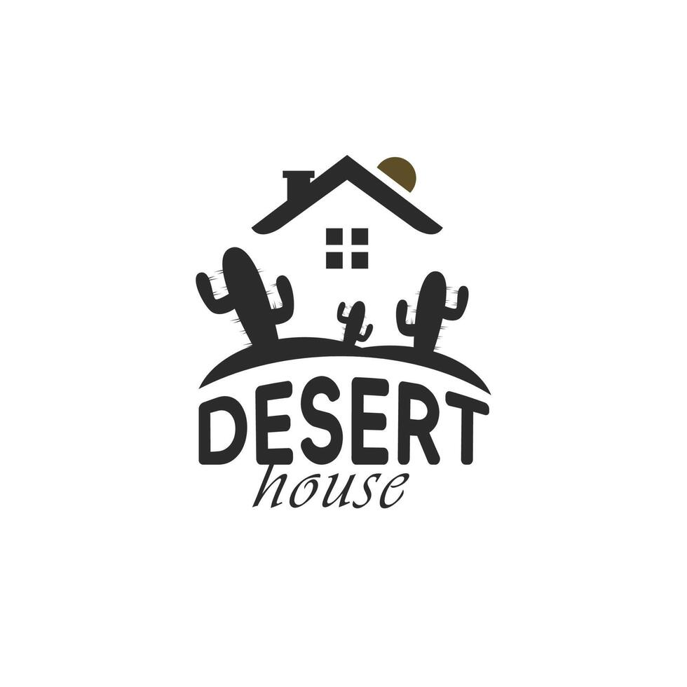 modèle minimaliste de logo de maison du désert vecteur