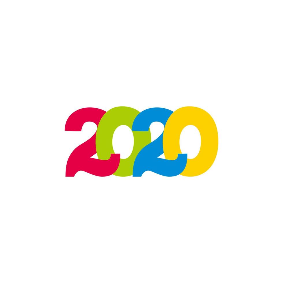 nombre 2020 courbes liées vecteur de conception colorée