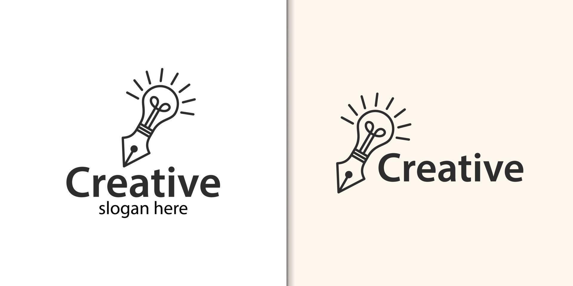idée intelligente et créative symbole de crayon et d'ampoule pour, étude des étudiants, éducation, création de logo d'agence de design créatif vecteur