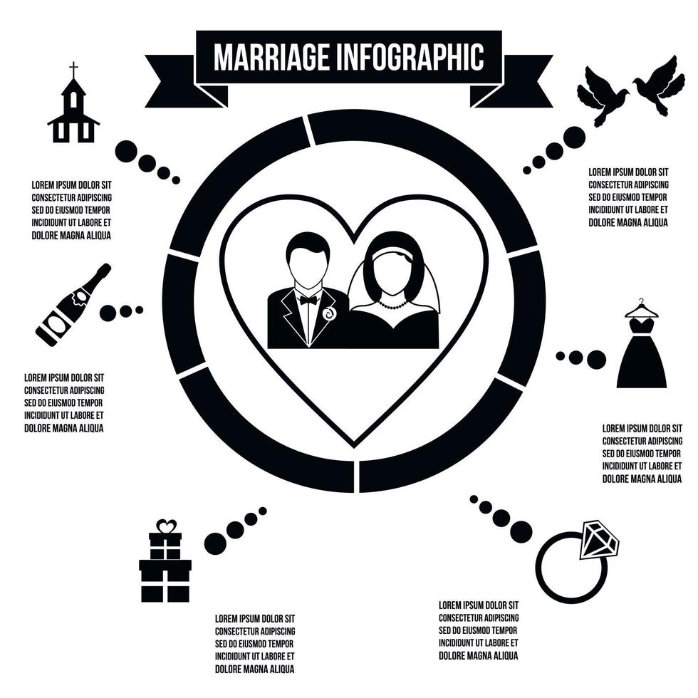 infographie de mariage de mariage vecteur