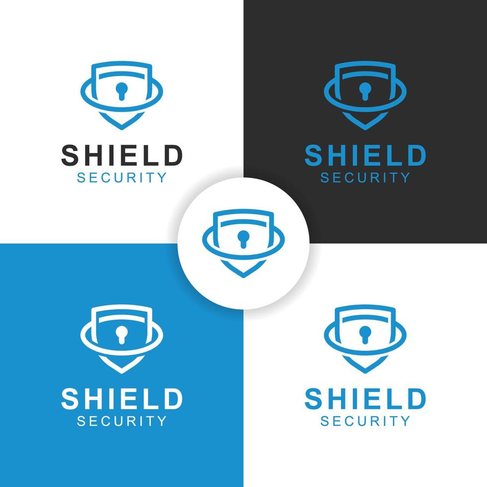 logo de technologie sécurisée avec symbole de bouclier, conception d'icônes pour cyber armée, système de sécurité vecteur