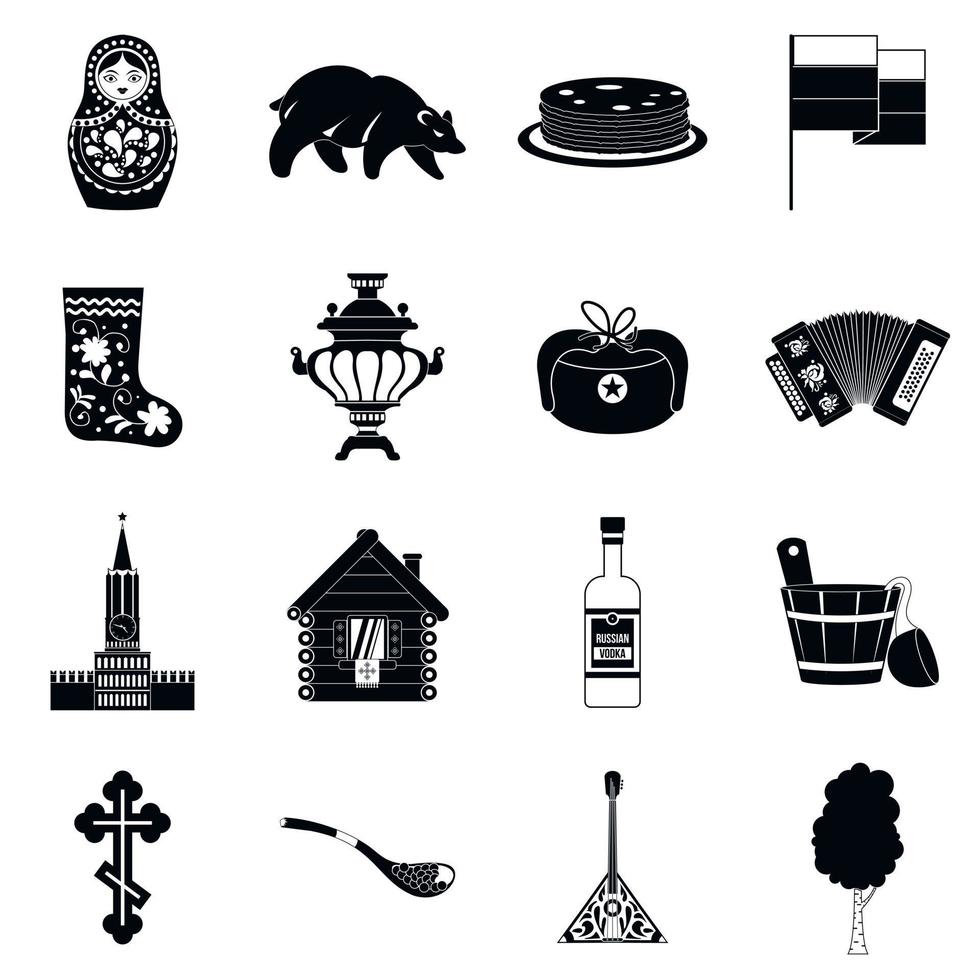 icônes simples noires de russie vecteur
