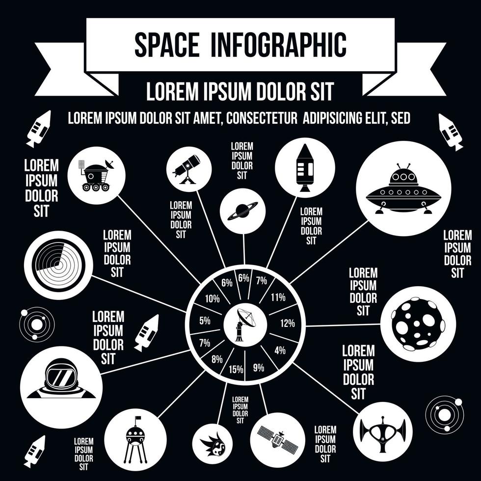 éléments infographiques de l'espace, style simple vecteur