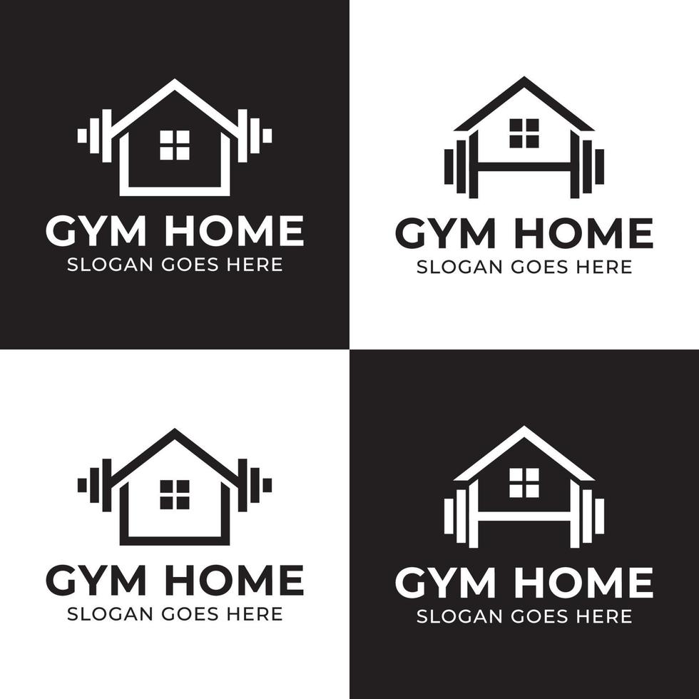 magasin d'haltères d'équipement de gymnastique pour la forme physique personnelle avec un logo à la maison ou un marché pour les séances d'entraînement à la maison vecteur