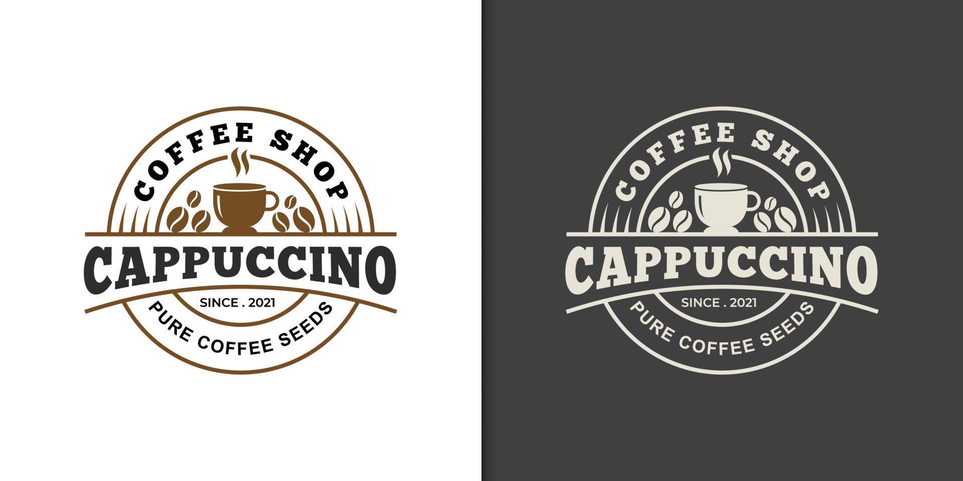 modèle de logo d'insigne de cappuccino de boisson fraîche de café d'affaires vecteur