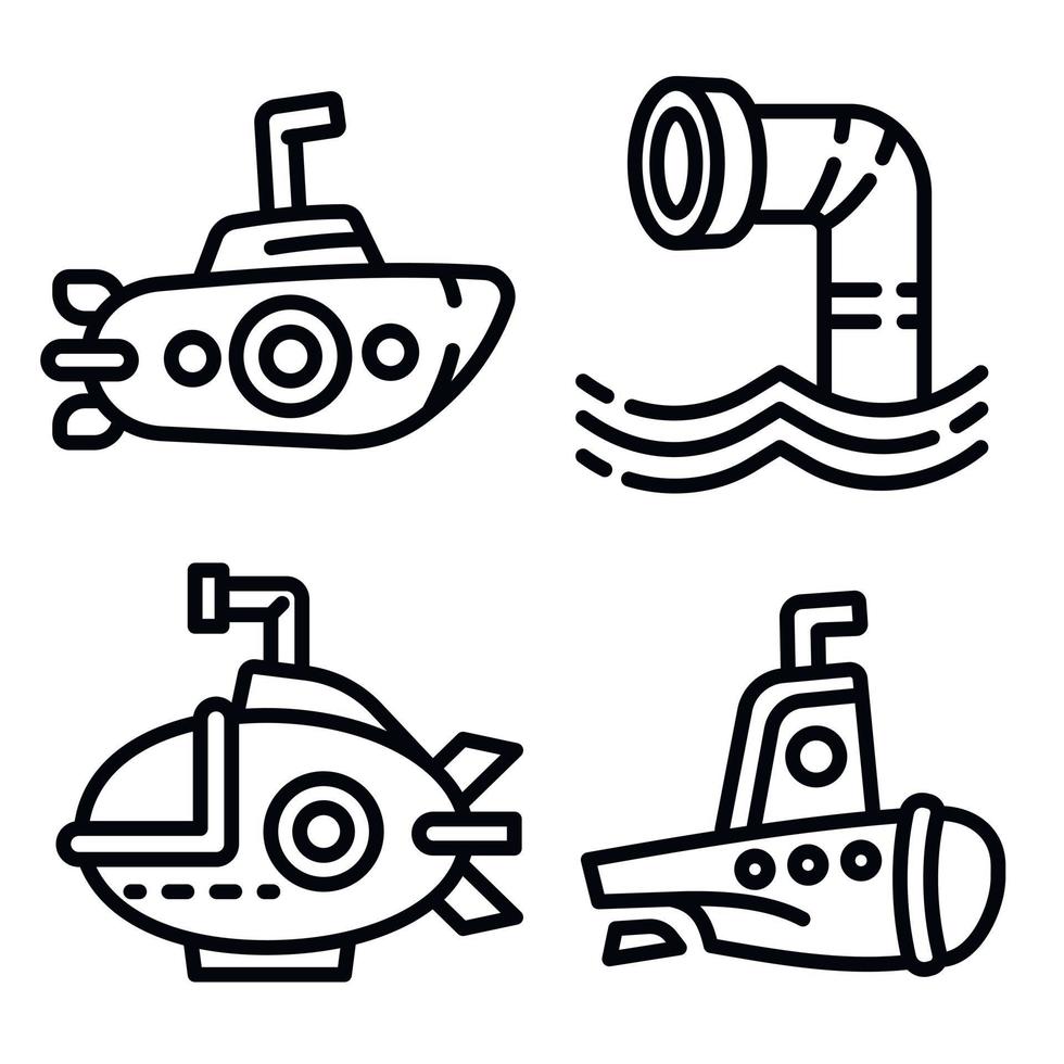 jeu d'icônes de périscope, style de contour vecteur