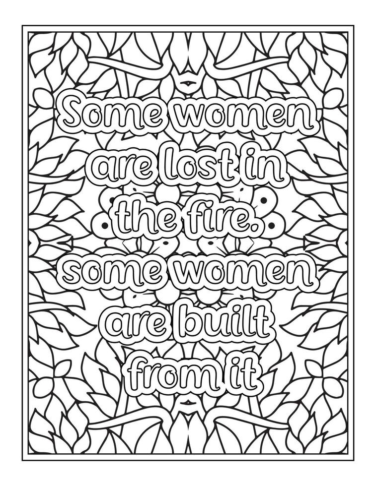 Coloriage de citations de femmes fortes pour livre de coloriage vecteur