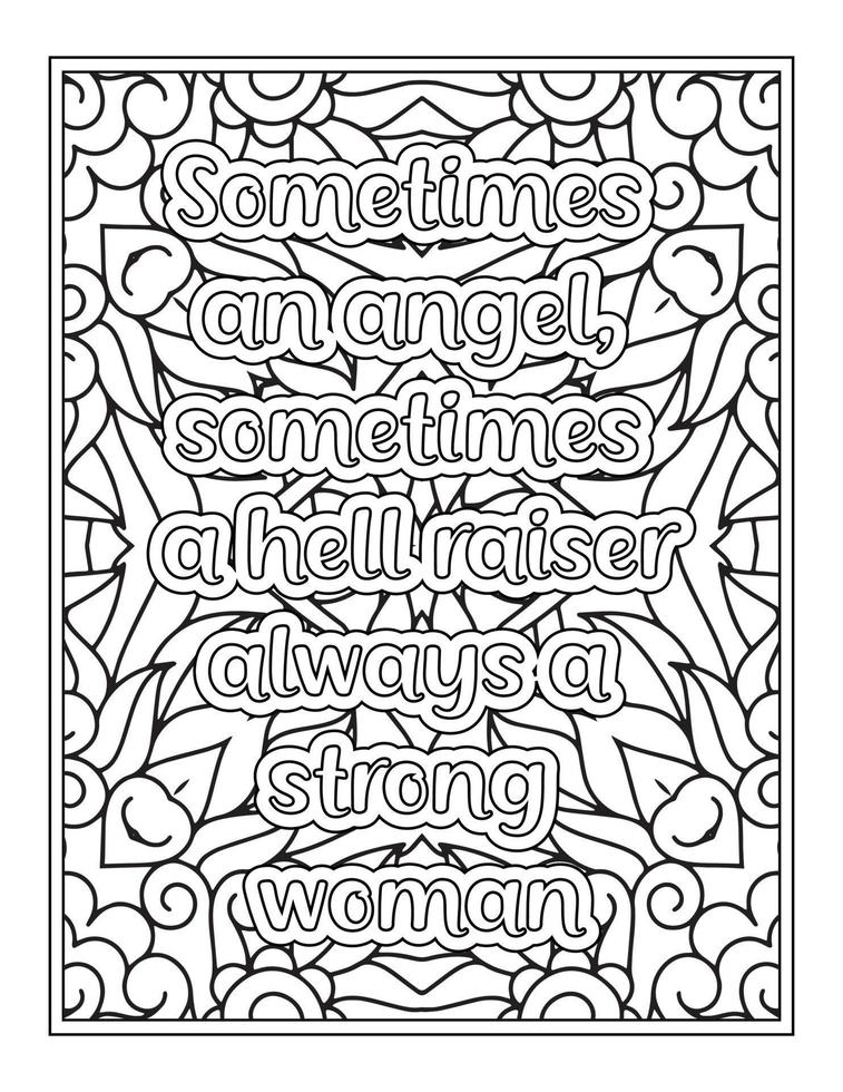 Coloriage de citations de femmes fortes pour livre de coloriage vecteur