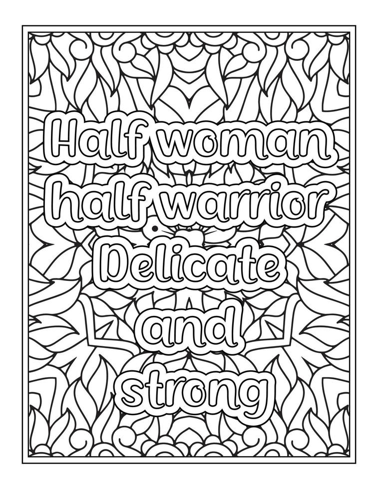 Coloriage de citations de femmes fortes pour livre de coloriage vecteur