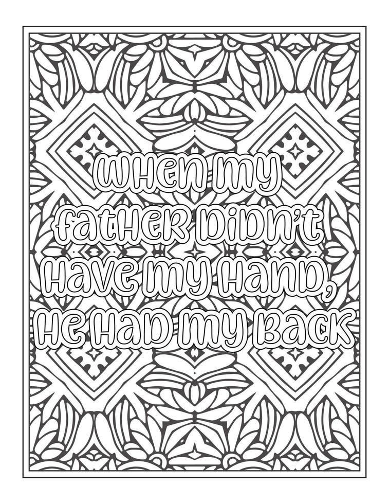 citations de la fête des pères page de livre de coloriage pour adulte vecteur