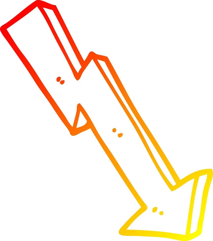 ligne de gradient chaud dessin dessin animé flèche de perte d'entreprise vecteur