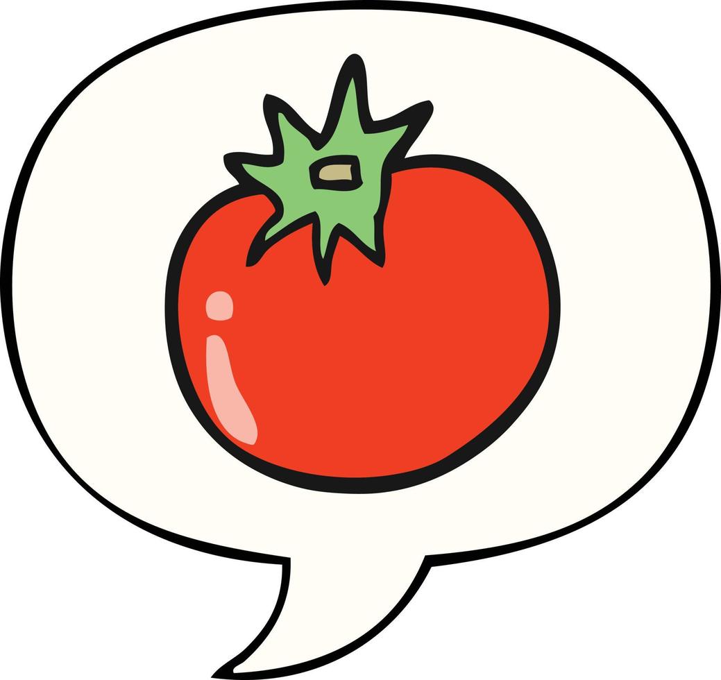 tomate de dessin animé et bulle de dialogue vecteur