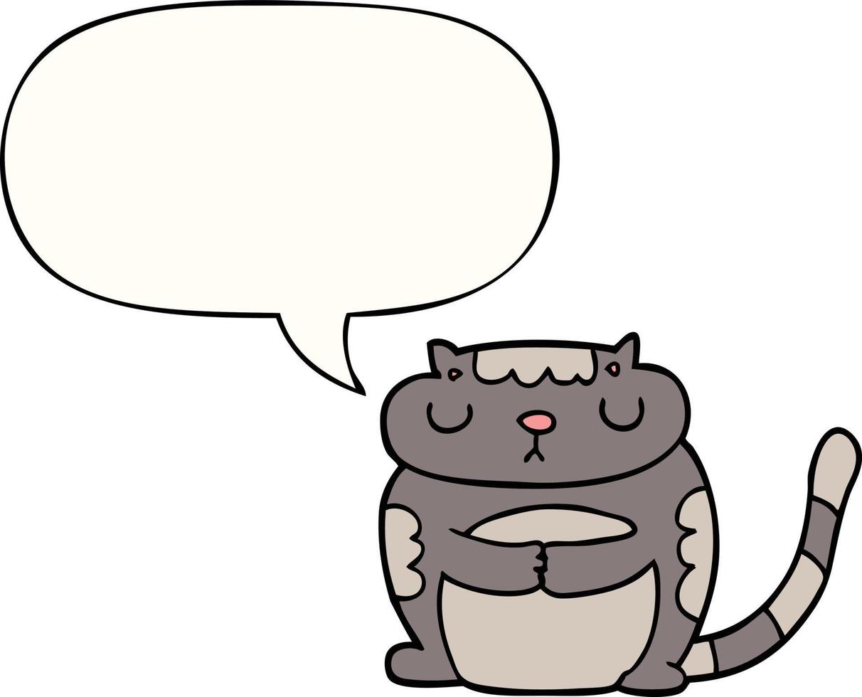 chat de dessin animé mignon et bulle de dialogue vecteur