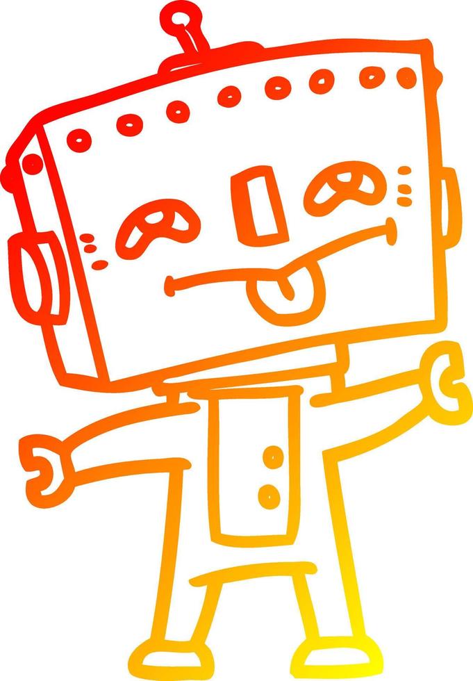 robot de dessin animé de dessin de ligne de gradient chaud vecteur