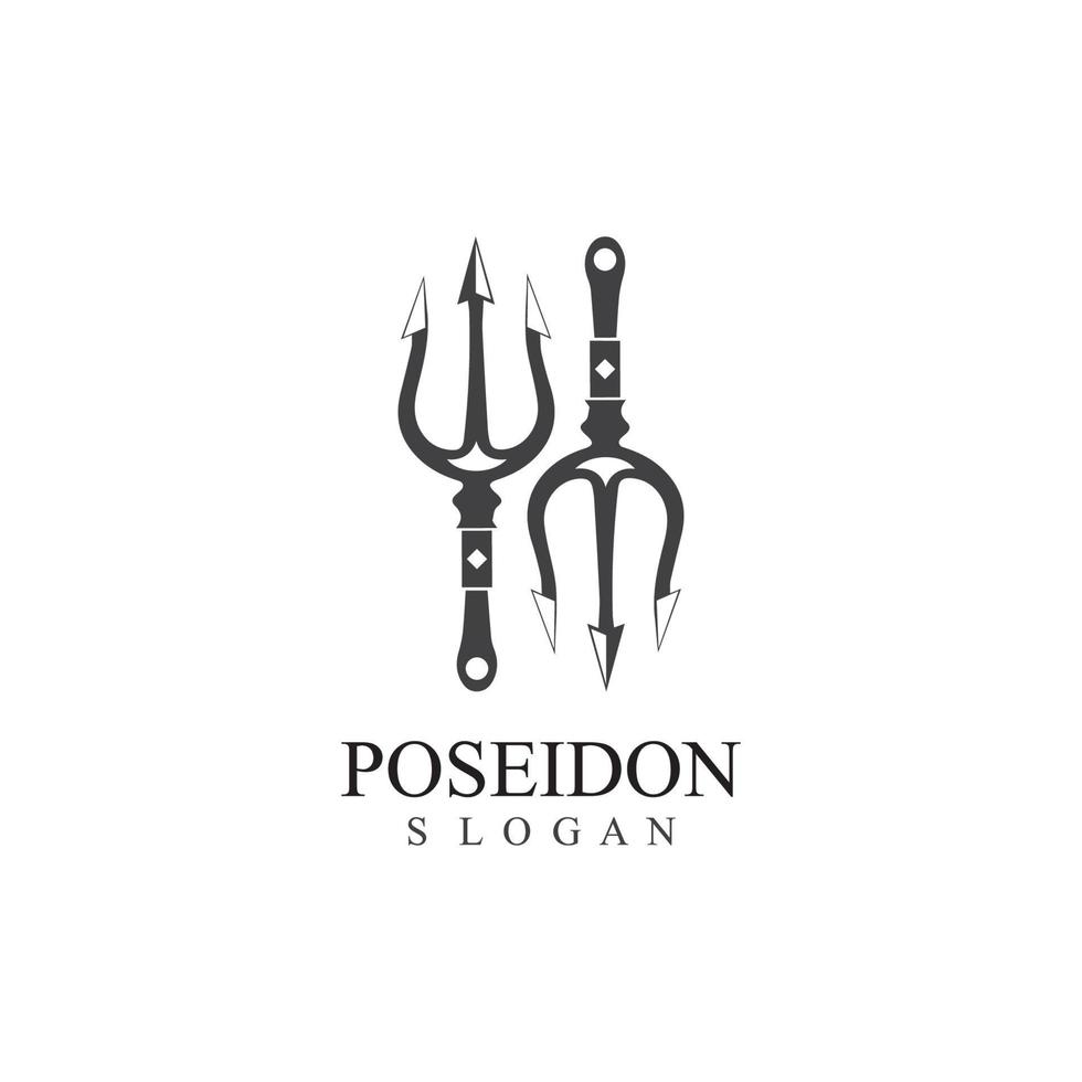 vecteur de conception de trident et modèle d'illustration d'icône de poseidon