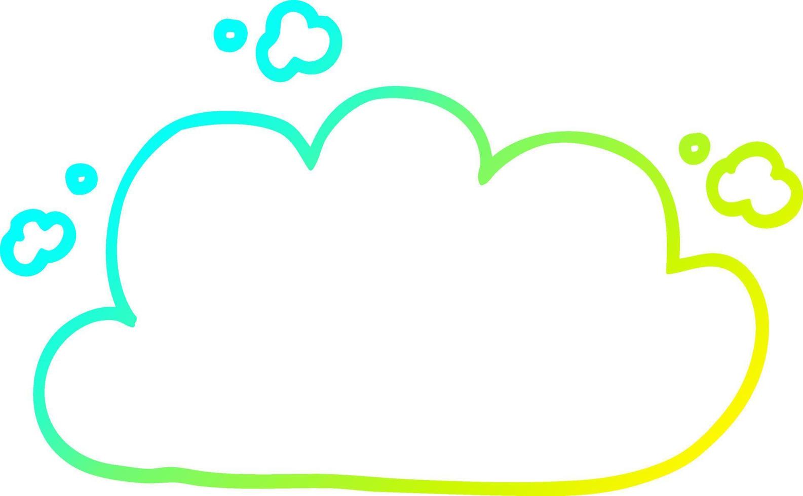 ligne de gradient froid dessinant un nuage d'orage de dessin animé vecteur