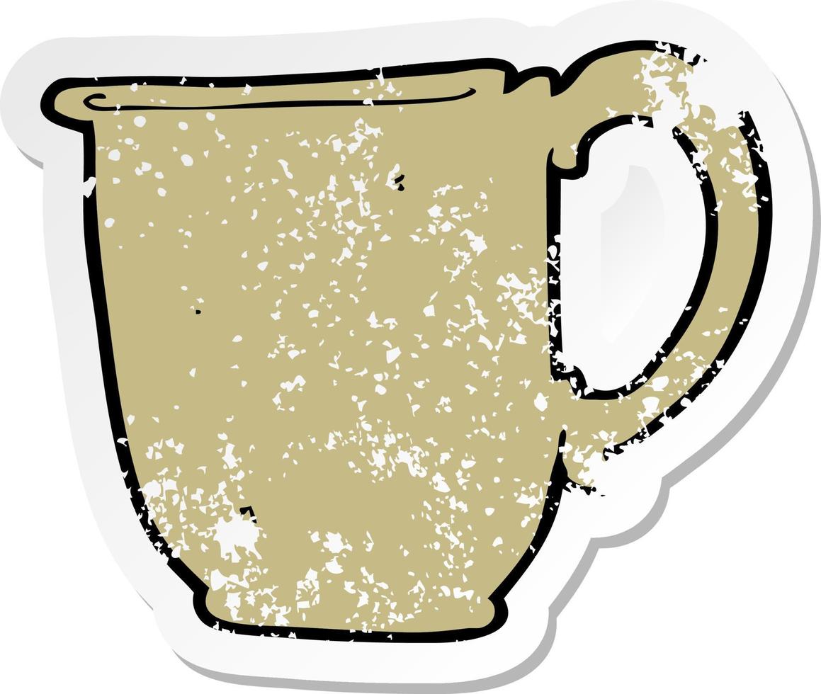 autocollant rétro en détresse d'une tasse de dessin animé vecteur