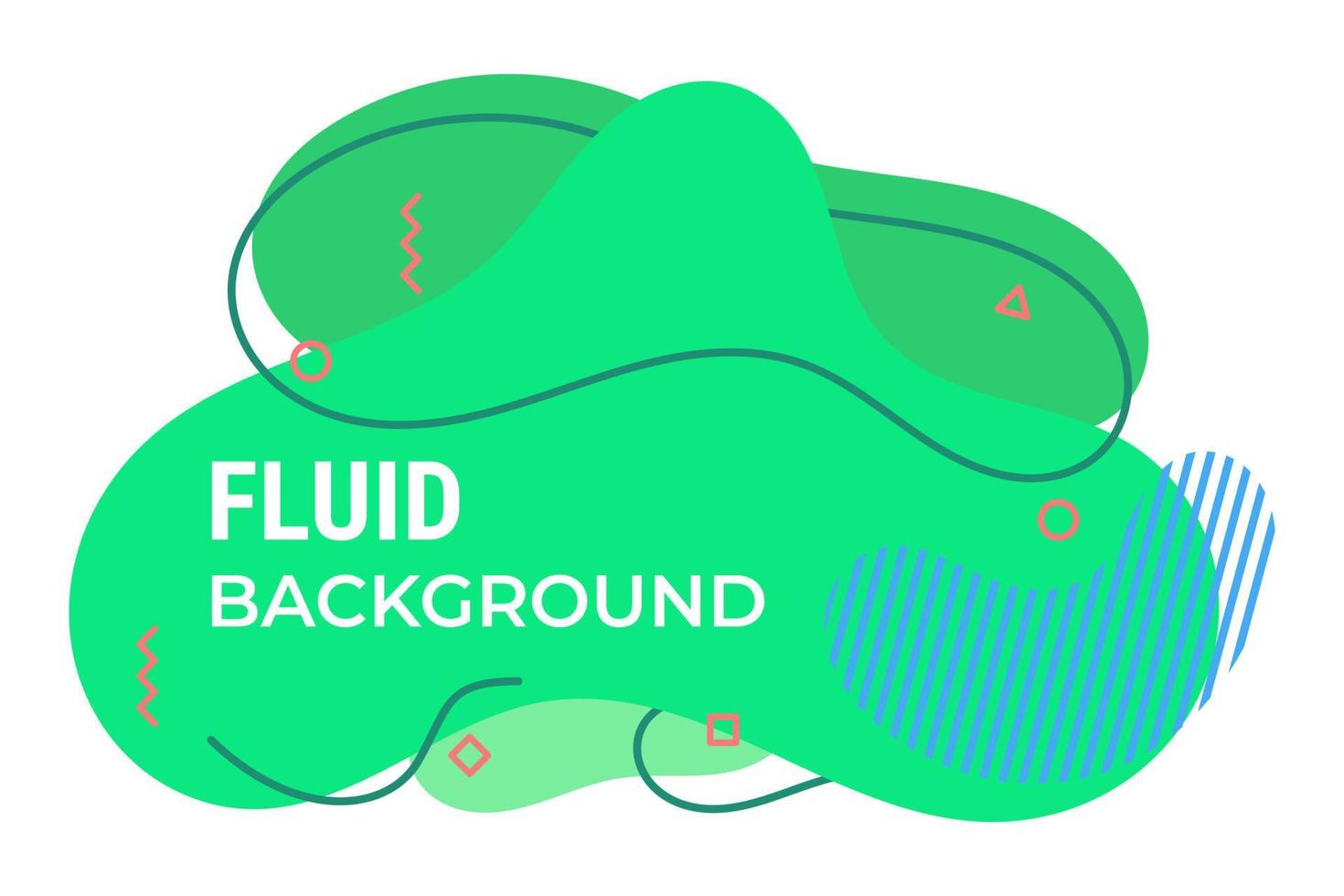 fond fluide vert avec de jolis contours, carrés et cercles vecteur