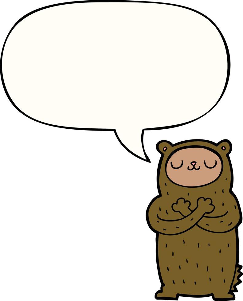 ours de dessin animé et bulle de dialogue vecteur