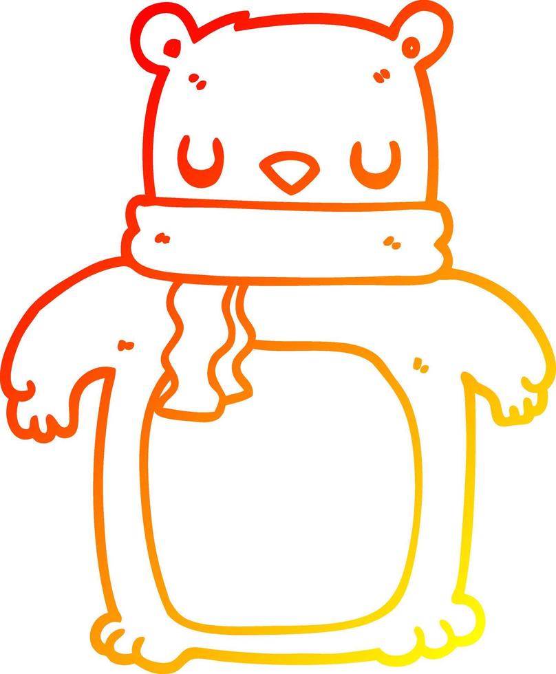 ligne de gradient chaud dessin ours de dessin animé avec écharpe vecteur