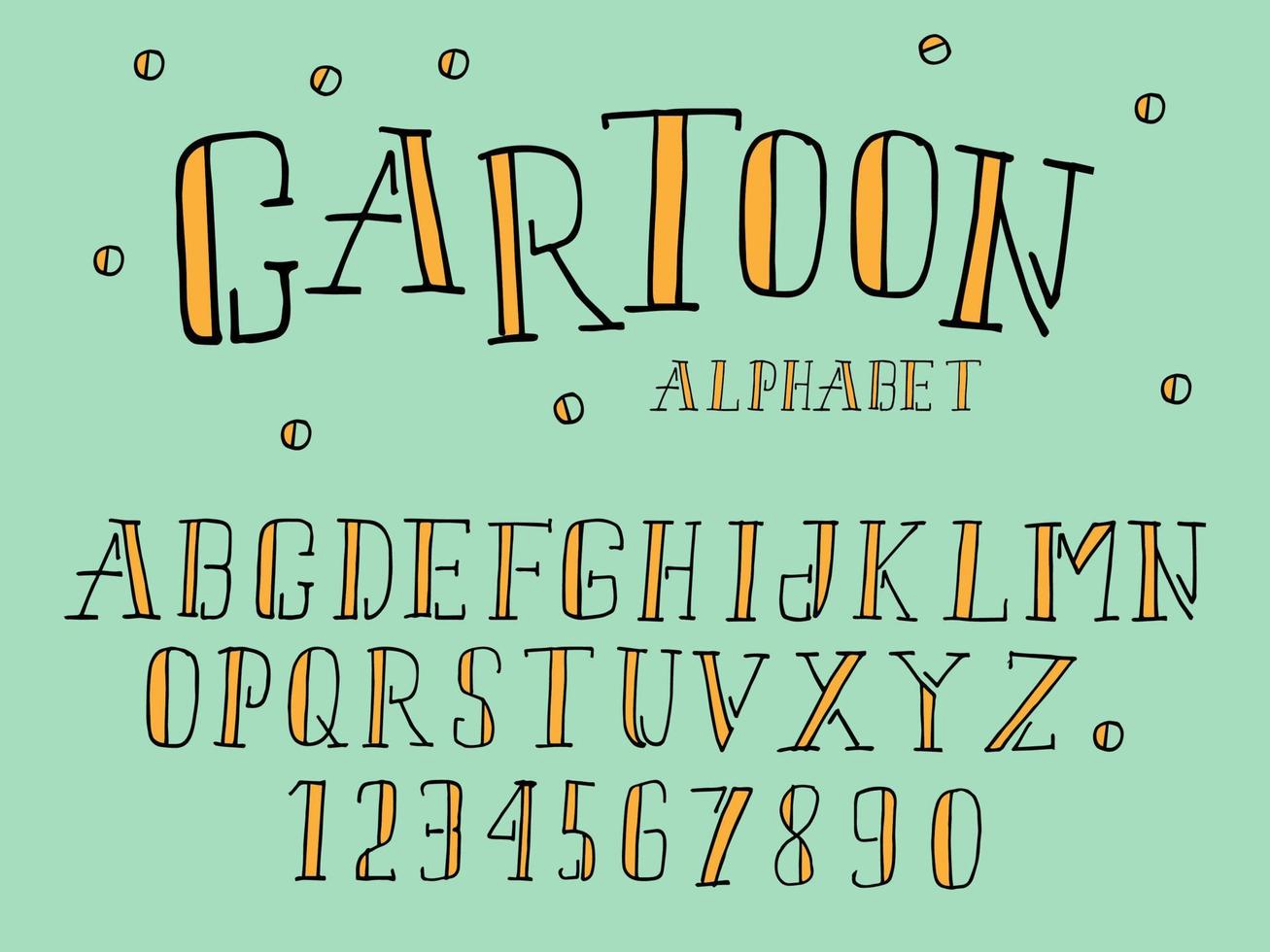 police et nombre de lettres de l'alphabet mignon. dessins de lettrage de dessin animé classique. polices typographiques majuscules. illustration vectorielle dessinés à la main vecteur