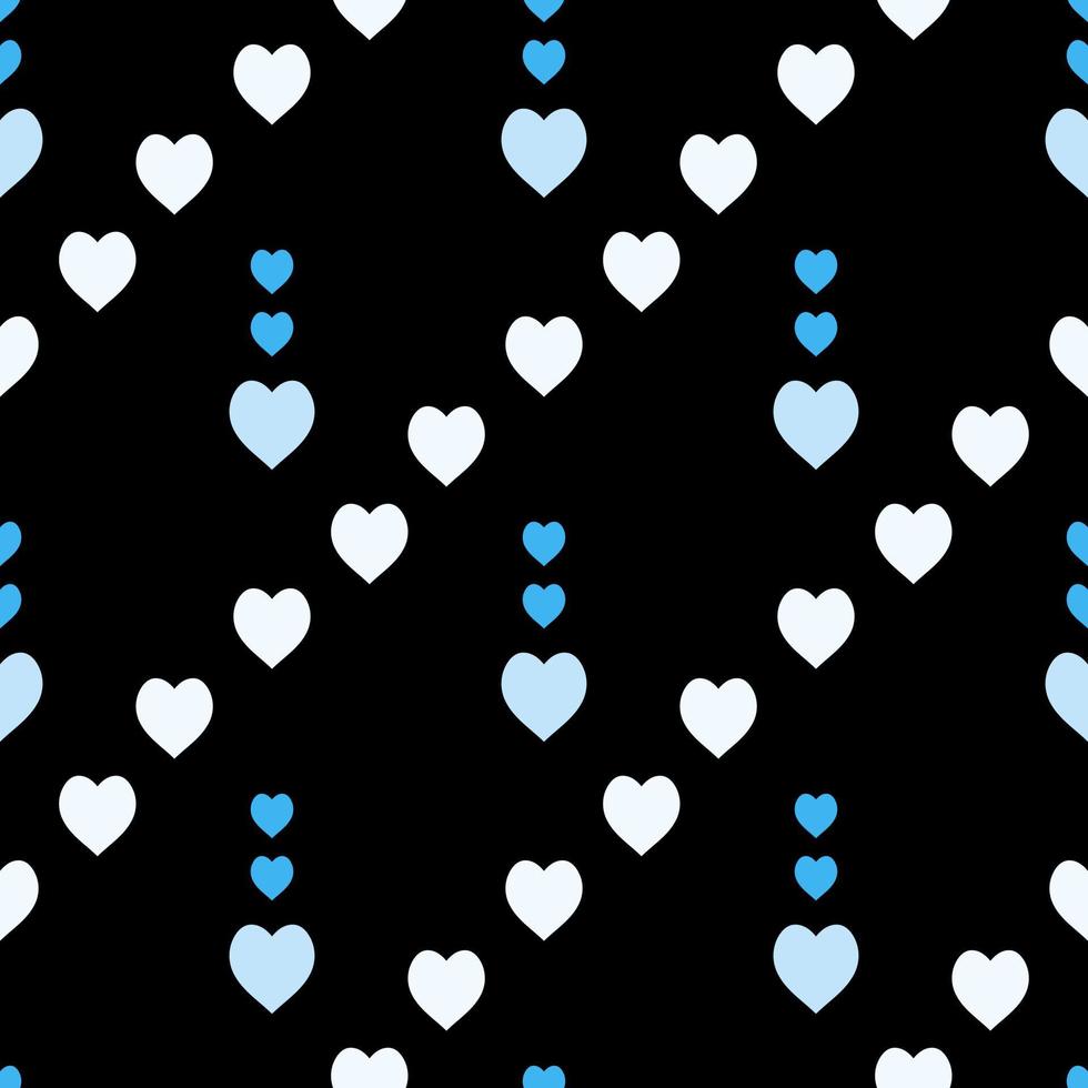 modèle sans couture avec des coeurs bleus et blancs exquis sur fond noir pour plaid, tissu, textile, vêtements, nappe et autres choses. image vectorielle. vecteur