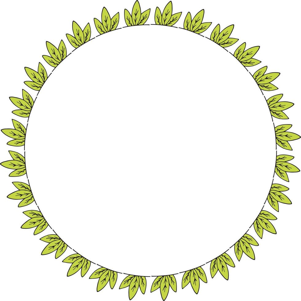 cadre rond avec des feuilles vert vif. couronne isolée sur fond blanc pour votre conception vecteur