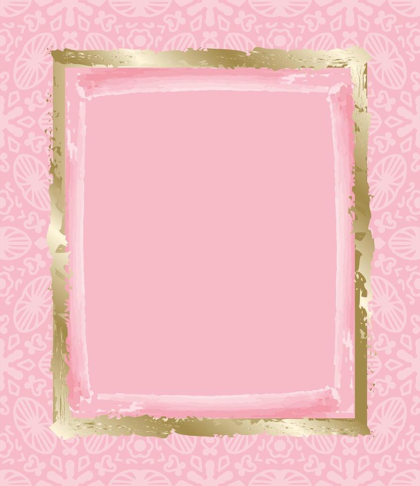 cadre carré doré fait de coups de pinceau sur fond rose. conception à l'aquarelle pour la décoration d'une carte de mariage, d'un emballage cosmétique, d'une invitation, d'une félicitation ou d'une publicité. rose et or.vecteur. vecteur