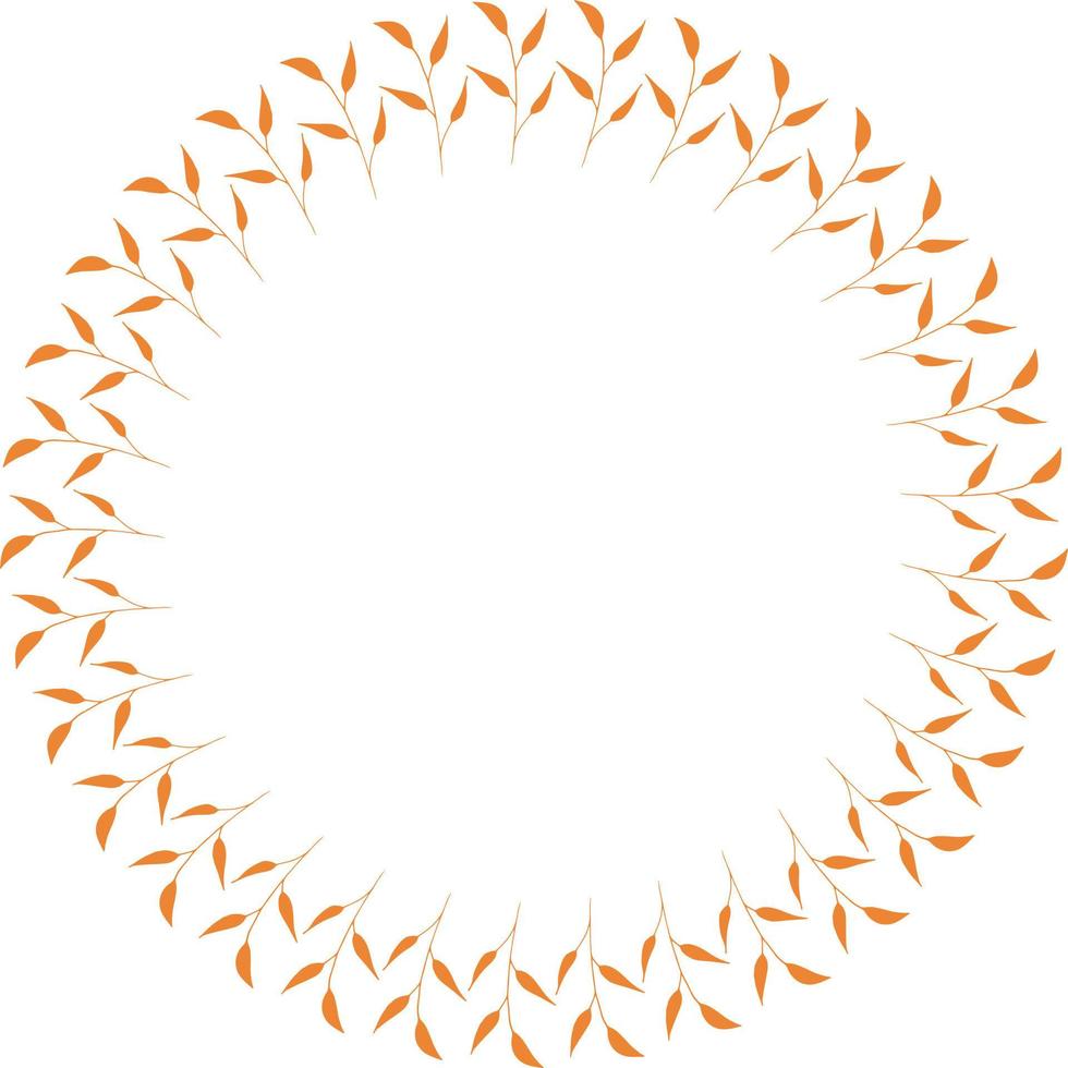 cadre rond avec des branches orange sur fond blanc. couronne isolée pour votre conception. vecteur
