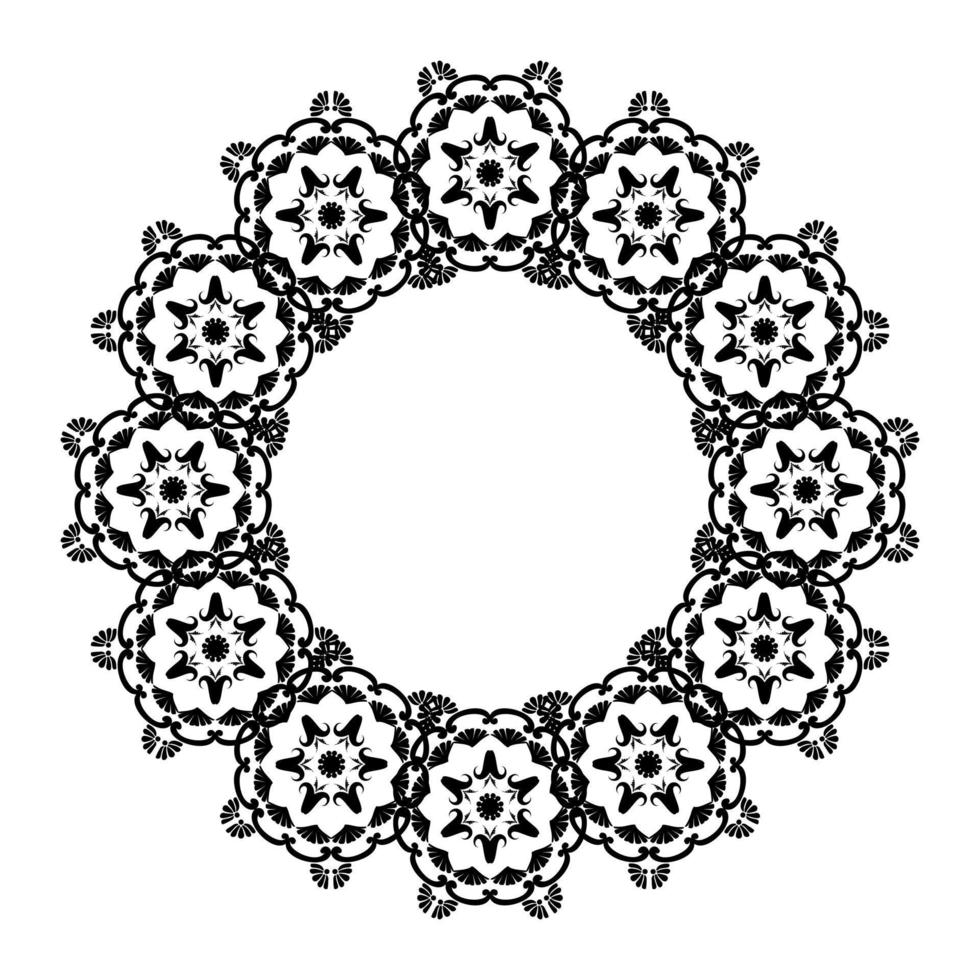 cadre rond en dentelle. mandalas de cercle avec place pour le texte. noir et blanc. arabesque pour la décoration de cartes et d'invitations. vecteur