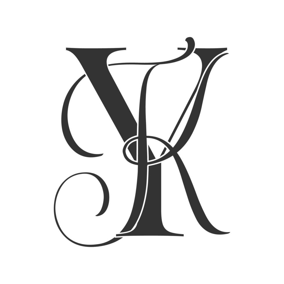 yk, ky, logo monogramme. icône de signature calligraphique. monogramme de logo de mariage. symbole de monogramme moderne. logo de couple pour mariage vecteur