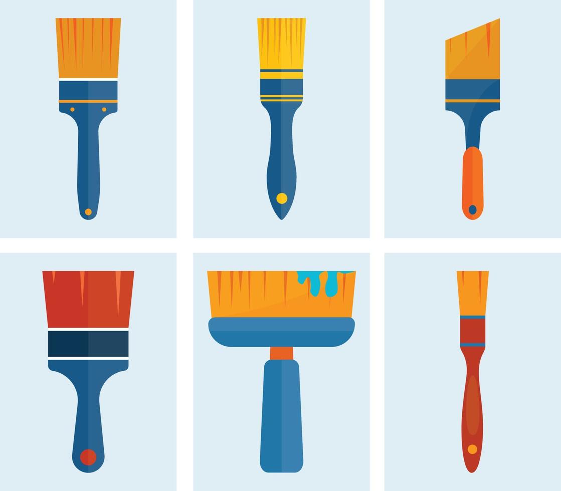 conception d'illustration de brosse de peintre en bâtiment propre et clipart, meilleure collection de modèles de brosse premium. vecteur