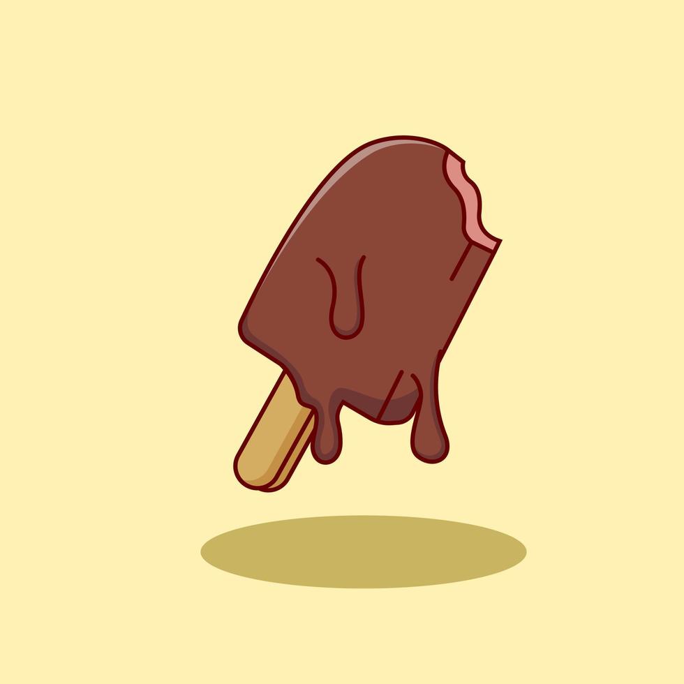 dessin animé mignon de crème glacée au chocolat. dessin animé mignon de nourriture. illustration vectorielle vecteur