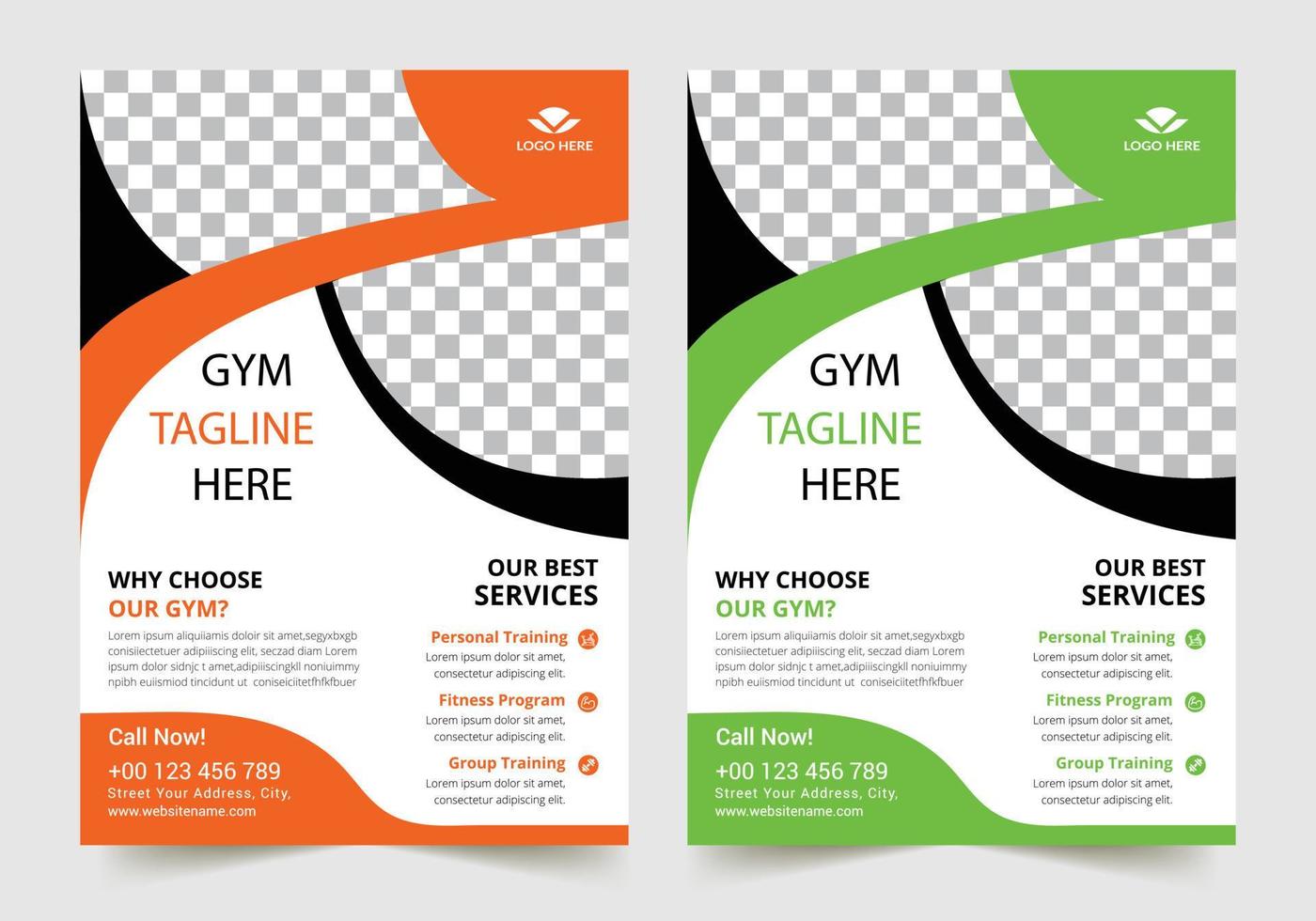 entraînement sain fitness musculation et gym flyer format a4 conception de modèle d'entreprise pour le rapport annuel couverture de la brochure de l'entreprise vecteur