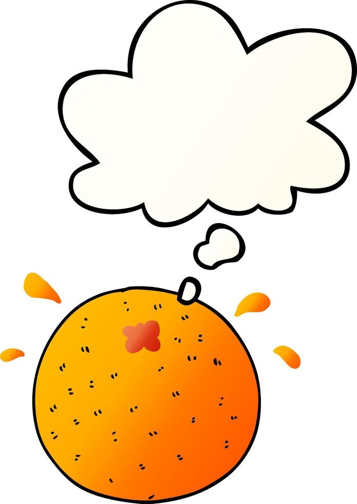 dessin animé orange et bulle de pensée dans un style dégradé lisse vecteur
