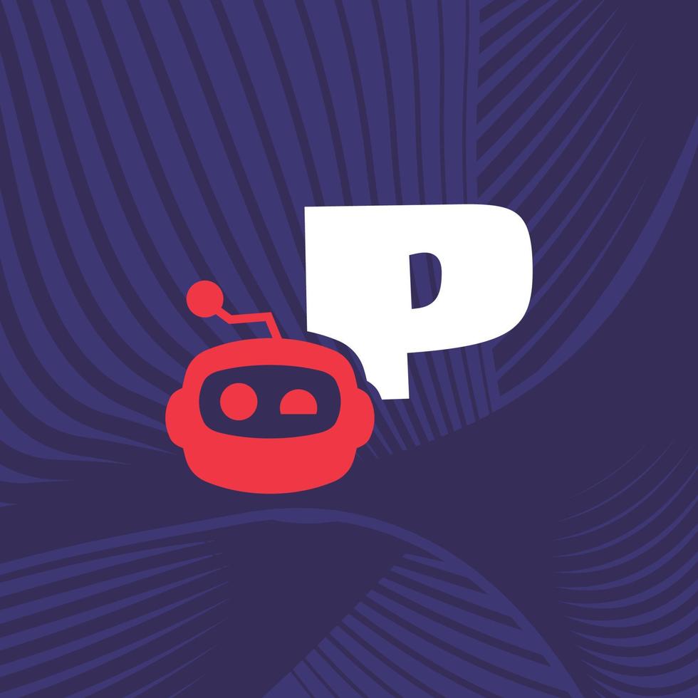 logo de l'alphabet p du robot vecteur