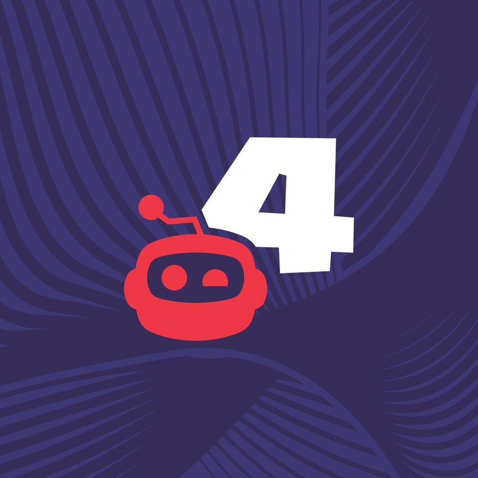 logo du robot numéro 4 vecteur