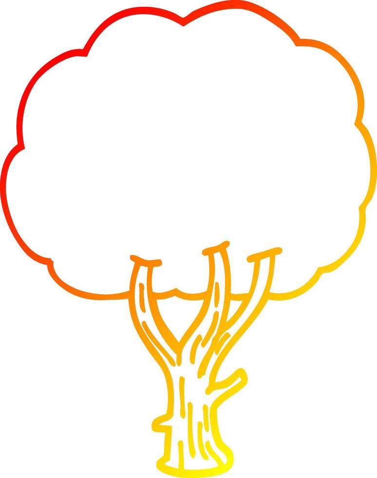 ligne de gradient chaud dessin dessin animé arbre fleuri vecteur