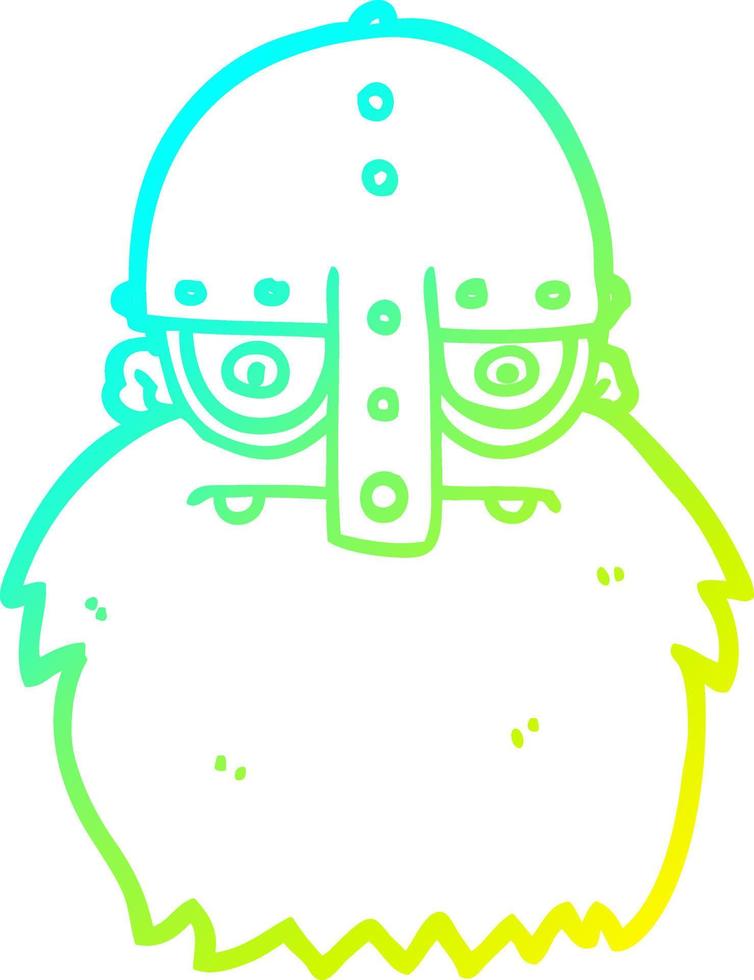 ligne de gradient froid dessinant le visage de viking de dessin animé vecteur