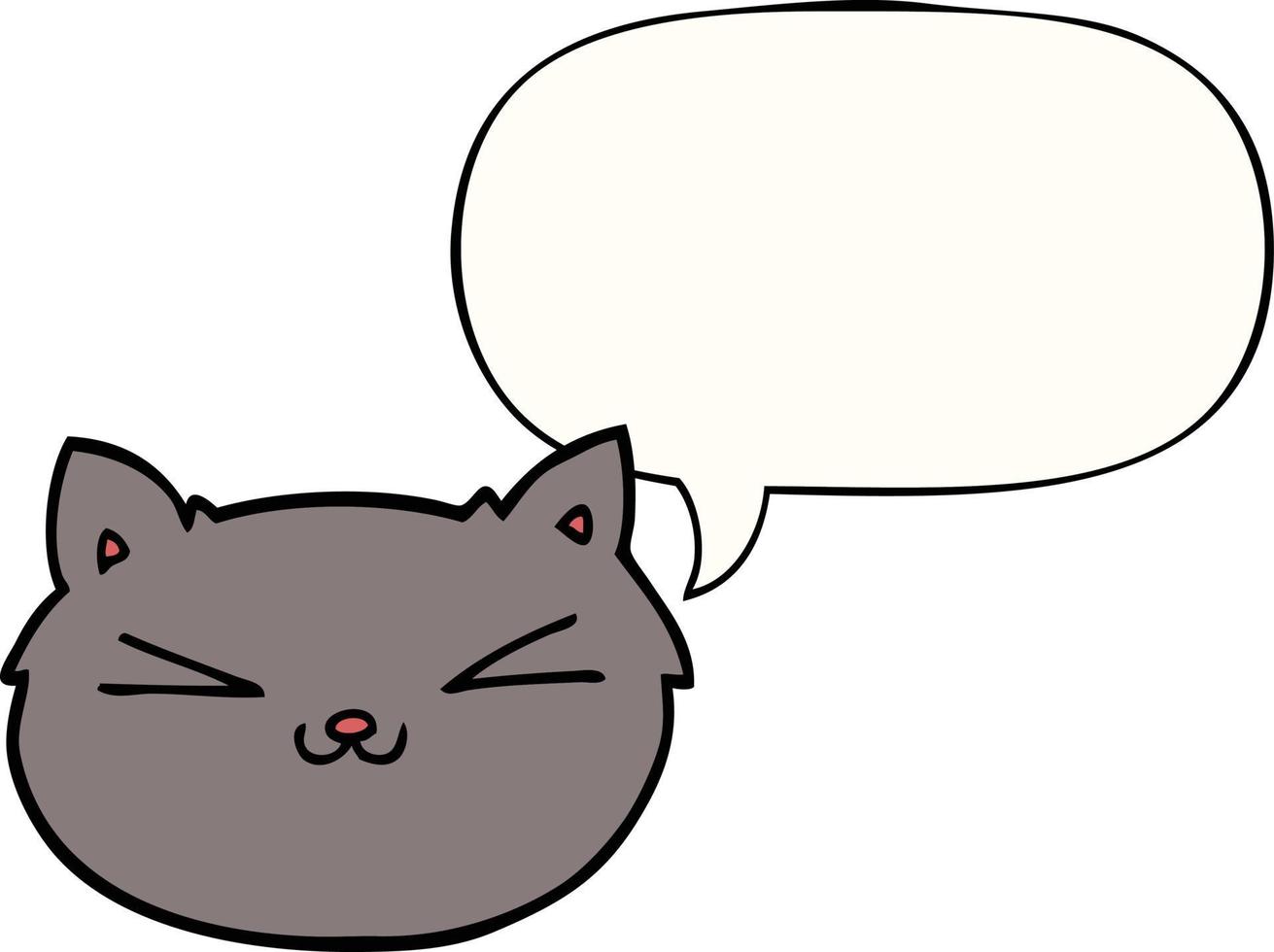 chat de dessin animé heureux et bulle de dialogue vecteur