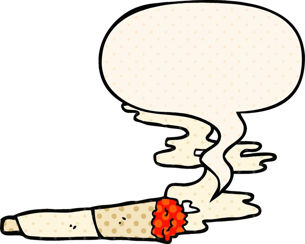 cigarette de dessin animé et bulle de dialogue dans le style de la bande dessinée vecteur