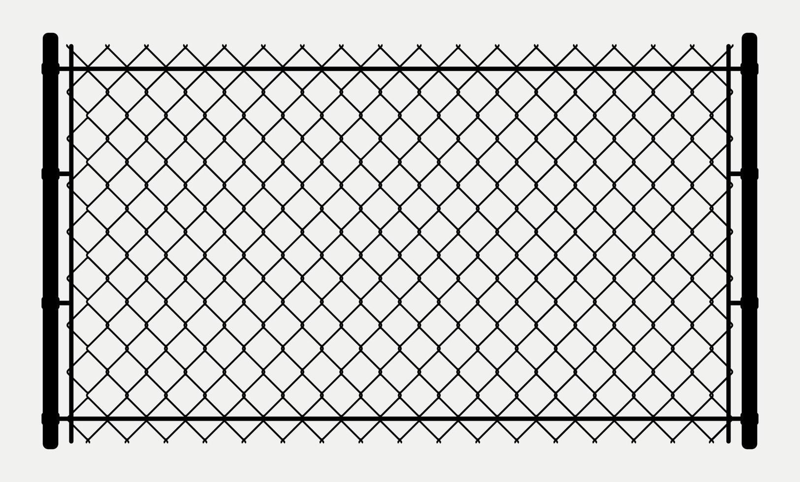 silhouette de clôture à maillons de chaîne en acier, illustration d'entrée de porte en métal. vecteur