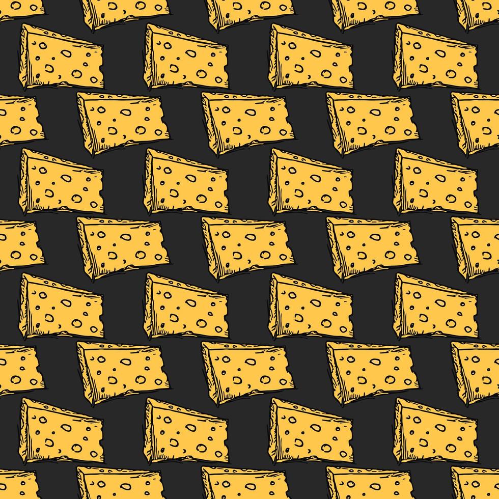 motif de fromage sans soudure. modèle vectoriel de doodle avec des icônes de fromage. fond de fromage coloré