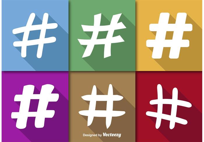 Hashtags icônes vectorielles plates vecteur