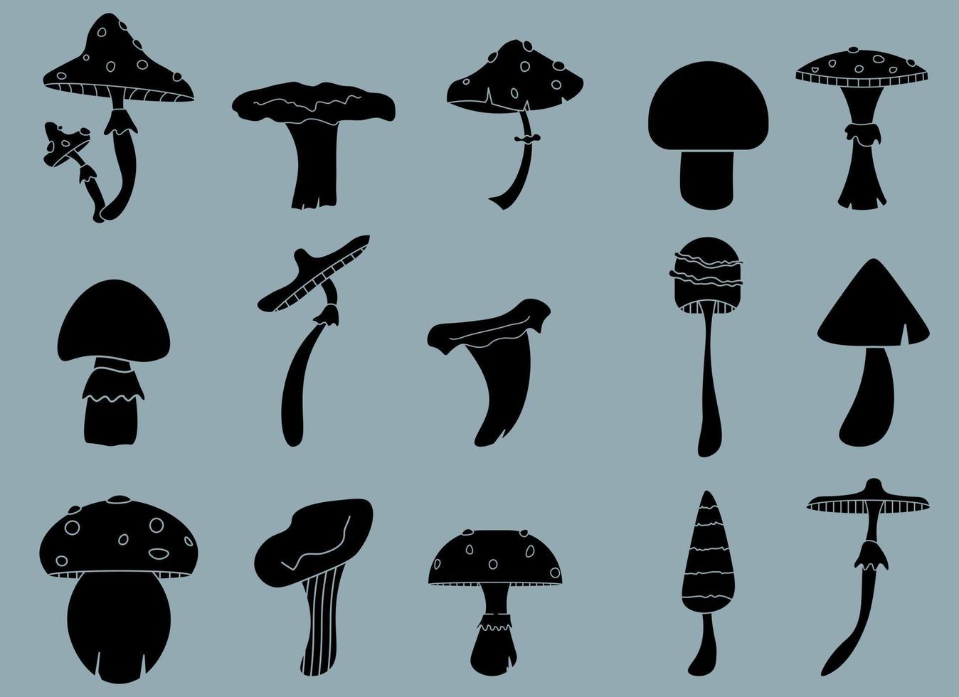 illustration isolée de différents modèles de champignons icône de vecteur nature
