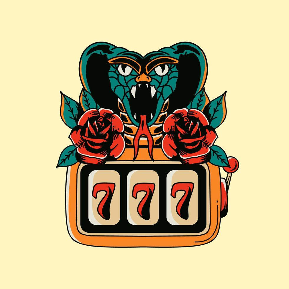 symbole de jackpot avec illustration vectorielle de serpent vecteur