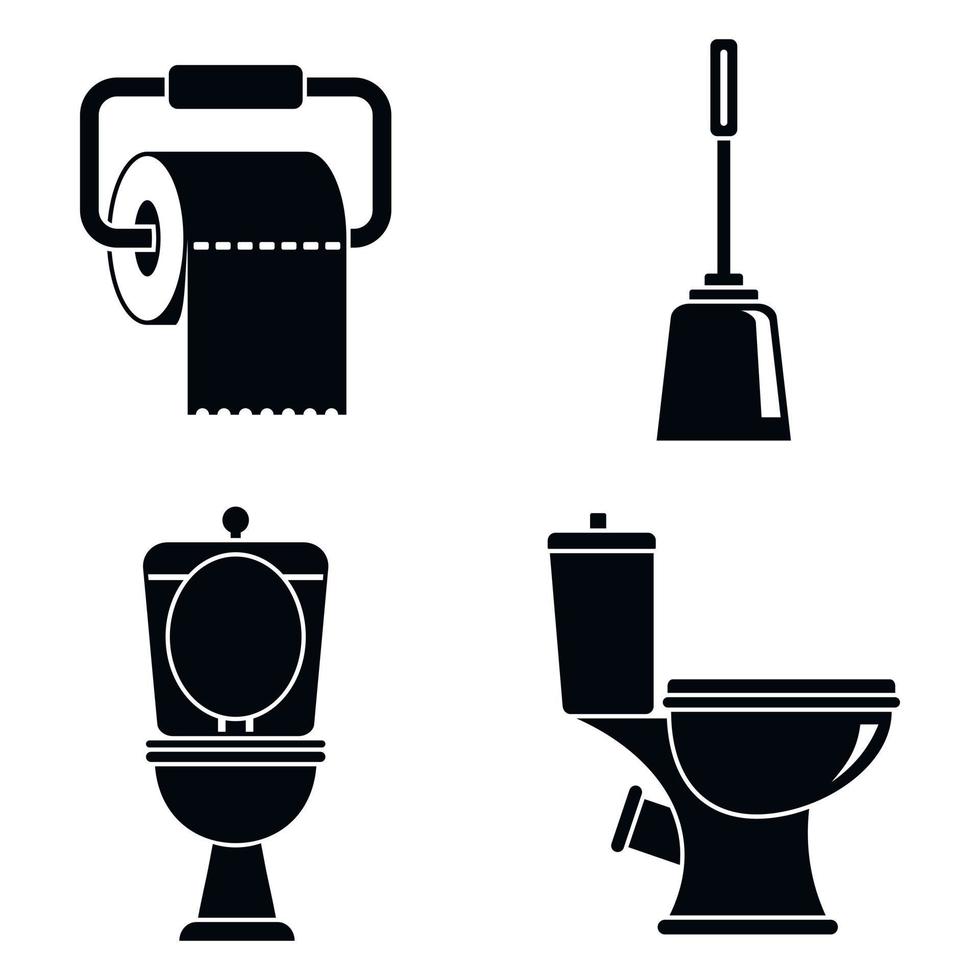 ensemble d'icônes de toilette wc, style simple vecteur