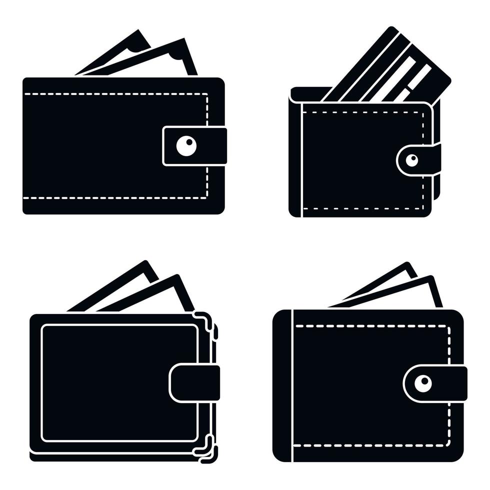ensemble d'icônes en cuir portefeuille, style simple vecteur